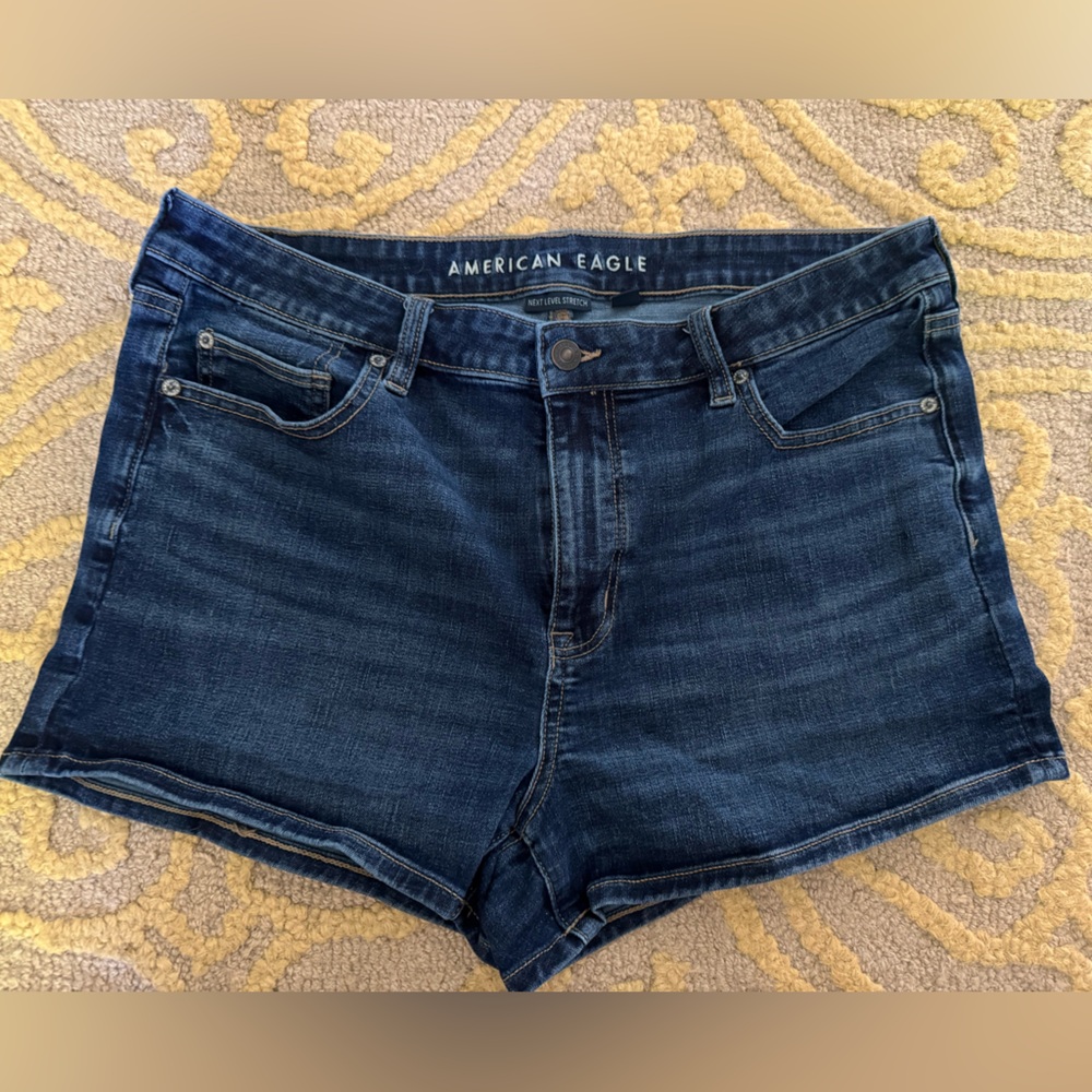 American Eagle Size 16 High-Rise Shortie Dark Wash Denim Shorts